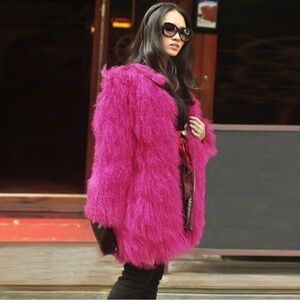 Hot Pink Fuzzy Shag Coat